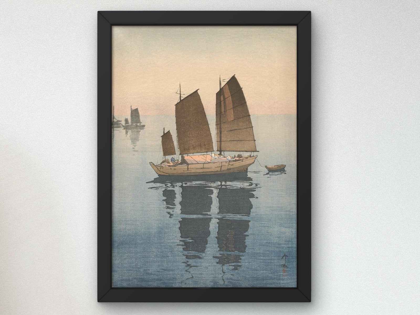 Sailing Boats Forenoon by Hiroshi Yoshida, 1926, Japanese Woodblock Prints, fine art print