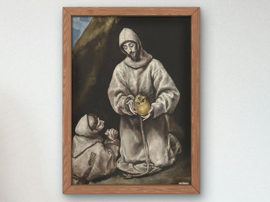 Saint Francis and Brother Leo in Meditation by Domenikos El Greco, 1614, Baroque and Chiaroscuro, fine art print