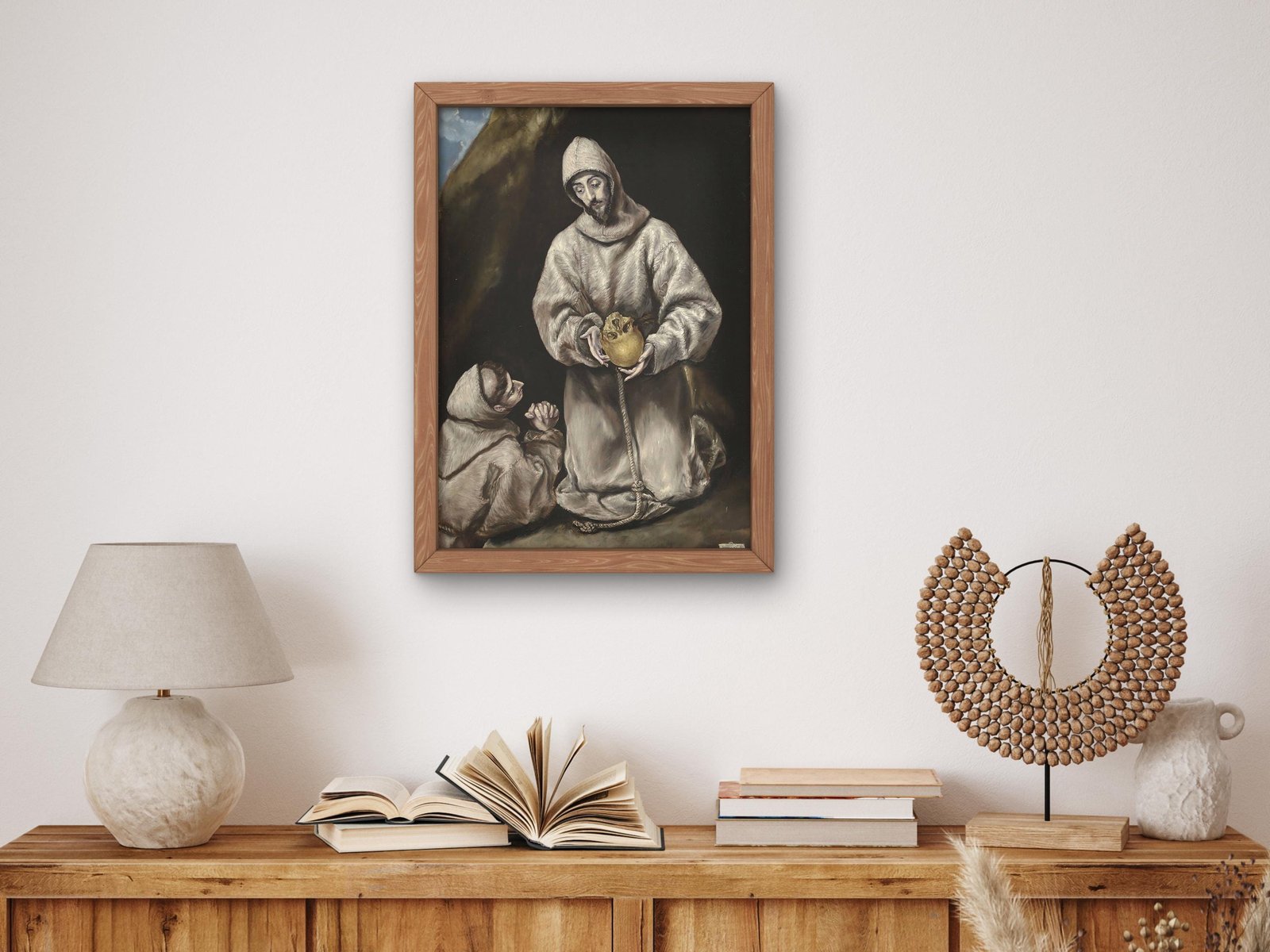 Saint Francis and Brother Leo in Meditation by Domenikos El Greco, 1614, Baroque and Chiaroscuro, fine art print