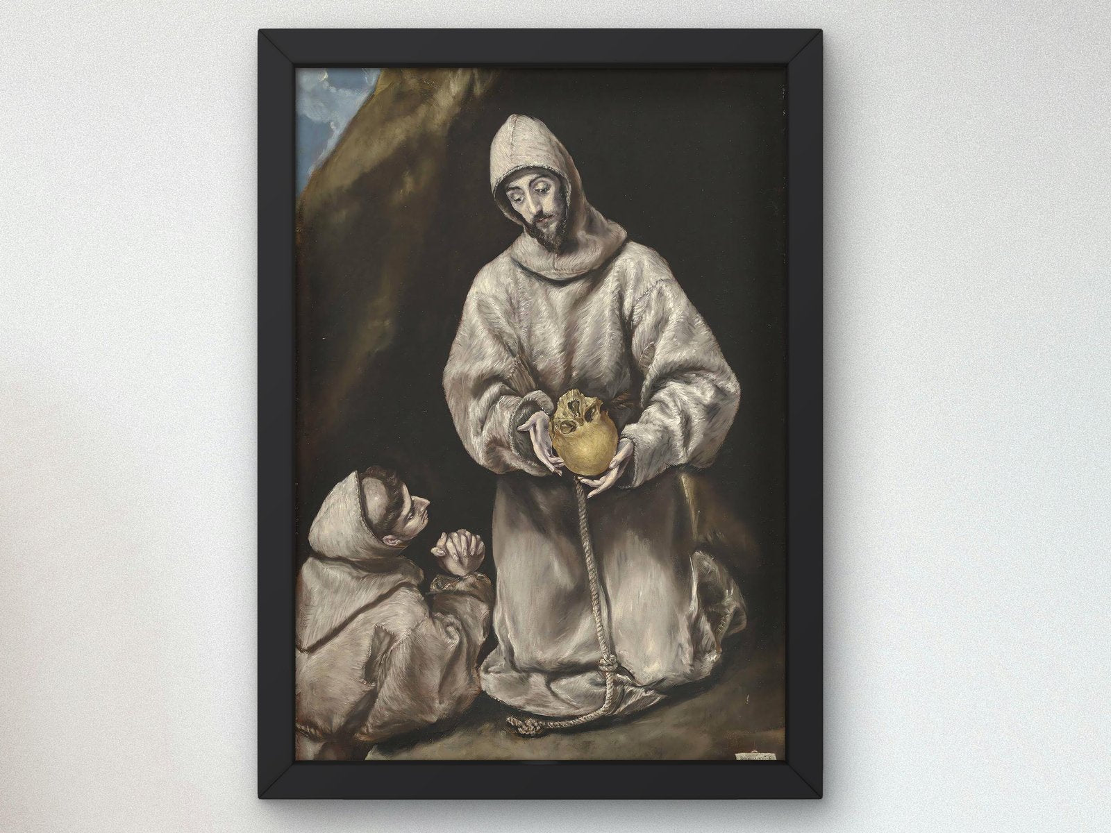 Saint Francis and Brother Leo in Meditation by Domenikos El Greco, 1614, Baroque and Chiaroscuro, fine art print