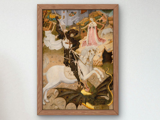 Saint George and the Dragon by Bernat Martorell, 1434, Medieval Byzantine Art, fine art print
