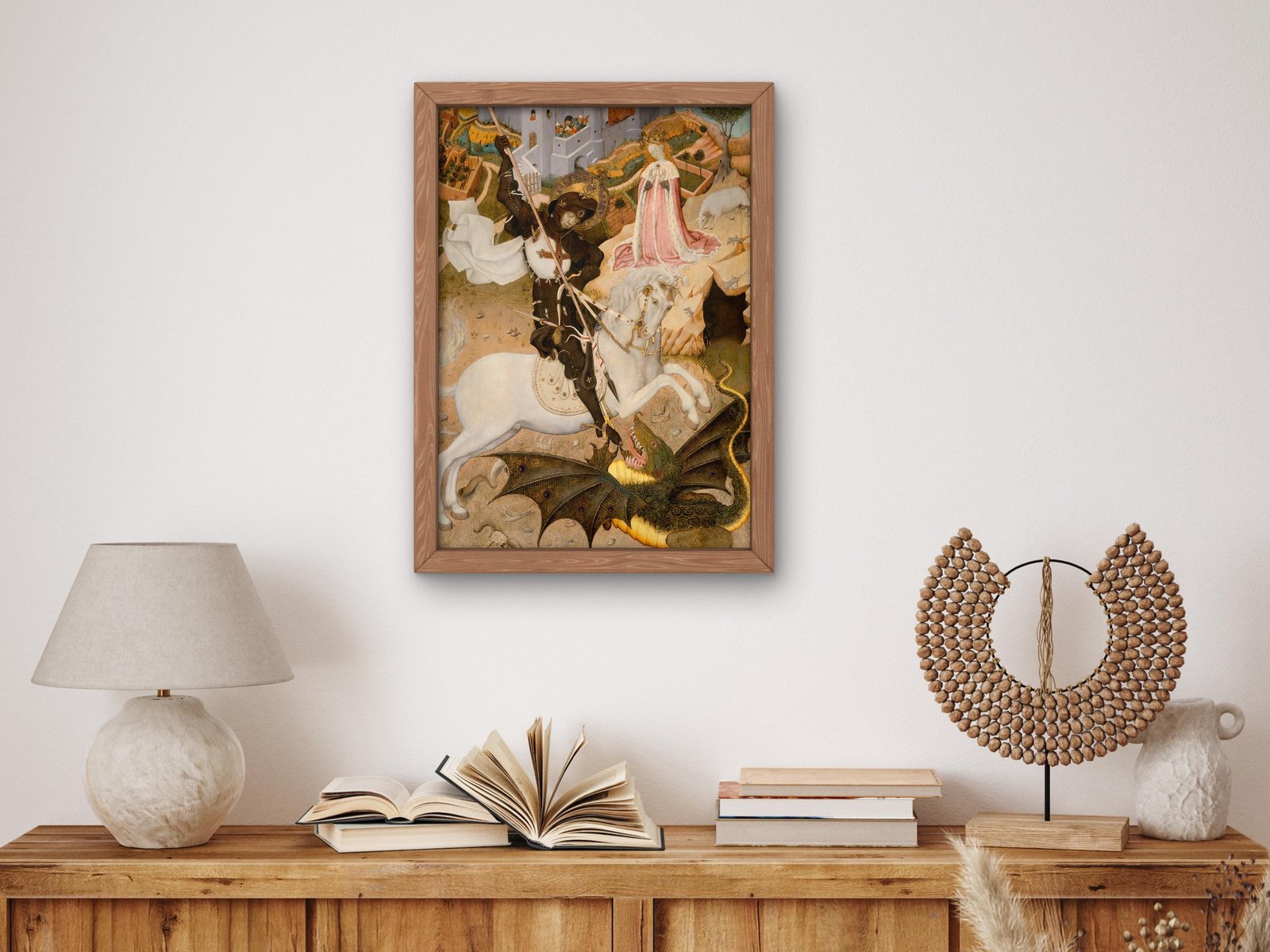 Saint George and the Dragon by Bernat Martorell, 1434, Medieval Byzantine Art, fine art print