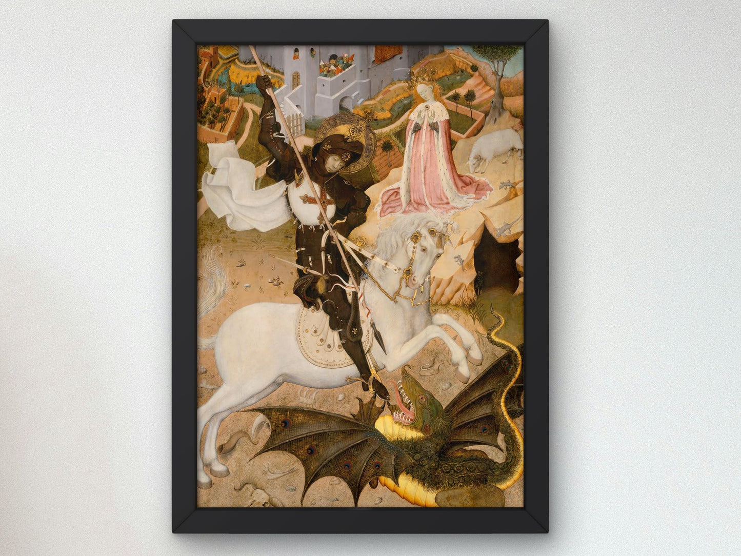 Saint George and the Dragon by Bernat Martorell, 1434, Medieval Byzantine Art, fine art print