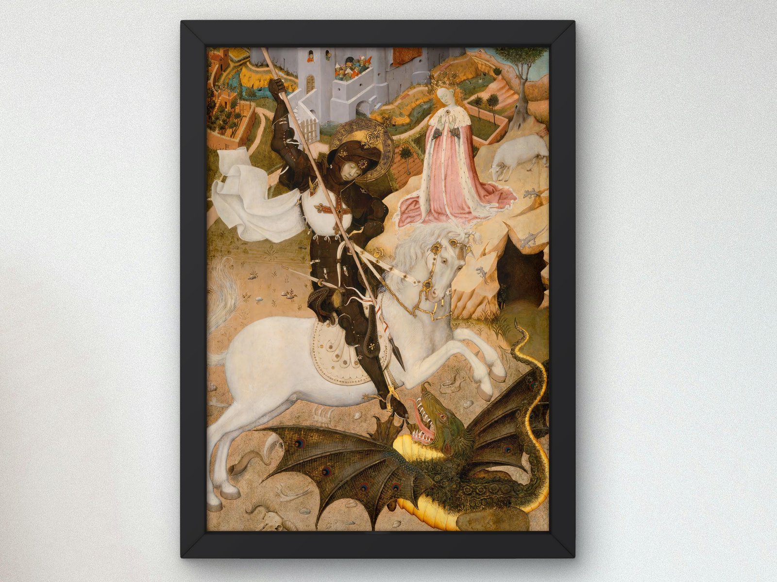 Saint George and the Dragon by Bernat Martorell, 1434, Medieval Byzantine Art, fine art print