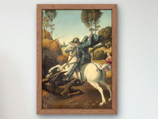 Saint George and the Dragon by Raphael, 1506, Renaissance, fine art print