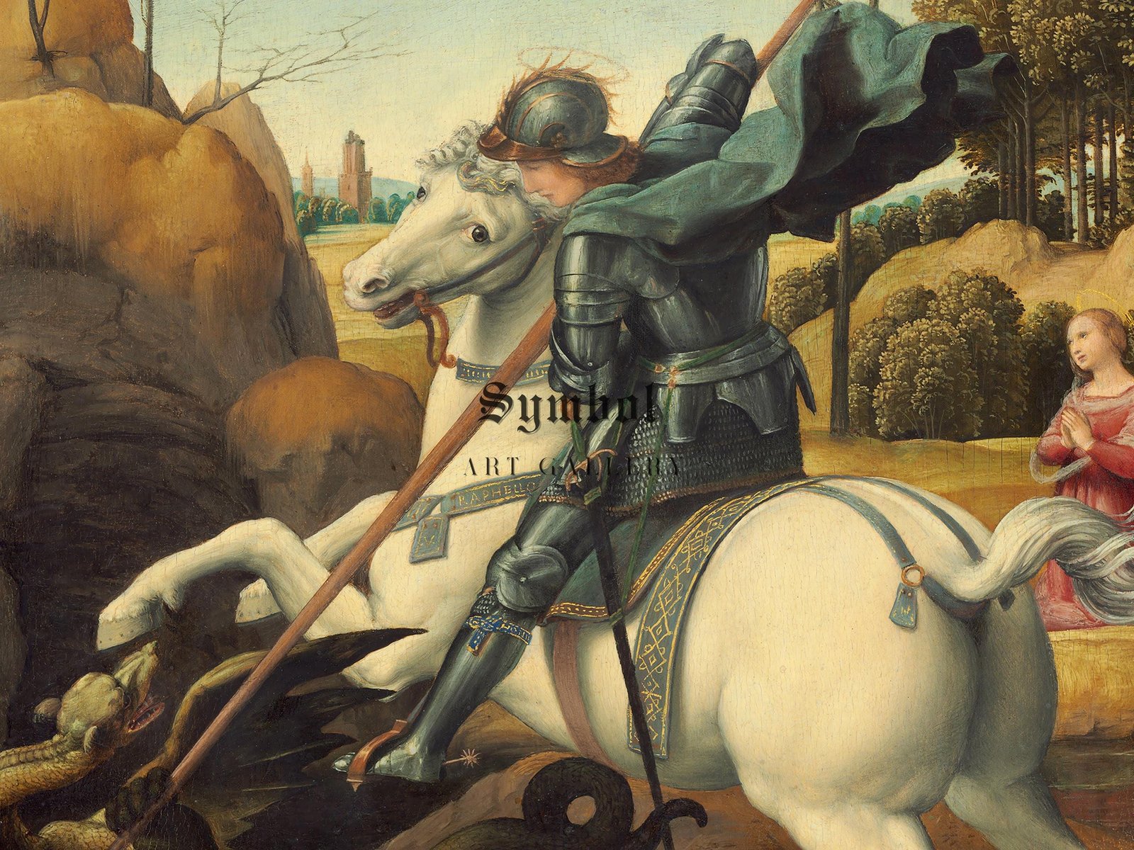Saint George and the Dragon by Raphael, 1506, Renaissance, fine art print