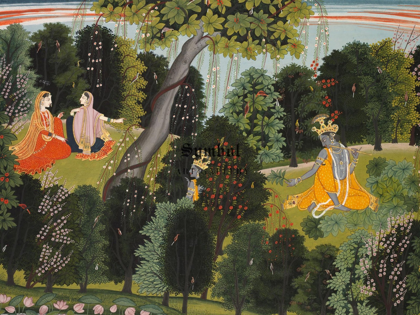 Sakhi Persuades Radha to Meet Krishna by Purkhu, 1820, Orientalism and Exoticism, fine art print