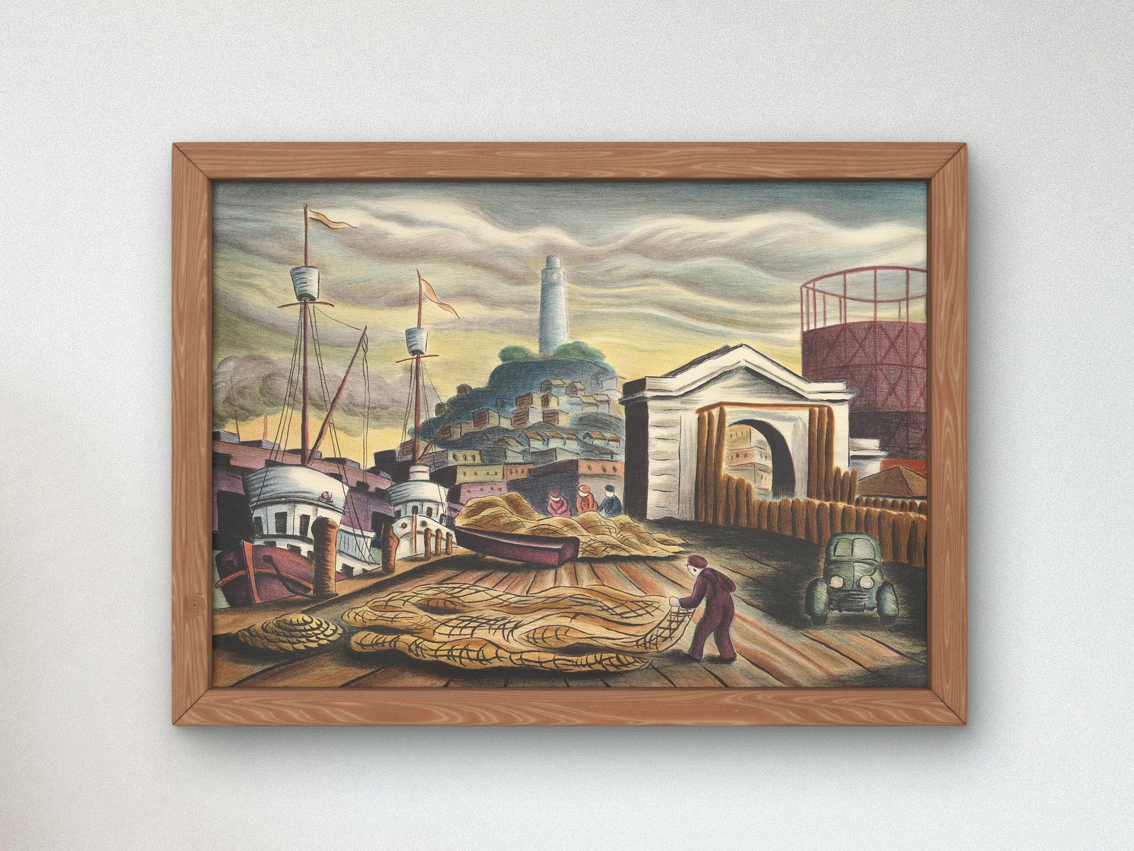 San Francisco Pier by David Paul Chun, 1943, Art Deco and American Modernism, fine art print