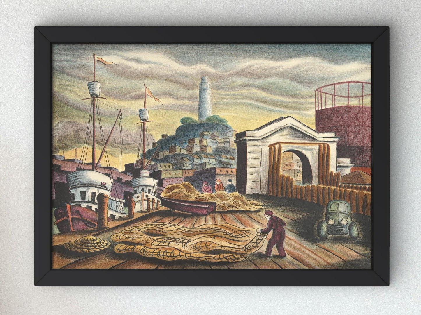 San Francisco Pier by David Paul Chun, 1943, Art Deco and American Modernism, fine art print