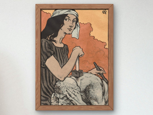 Sculptress by Eugene Grasset, 1897, Art Nouveau and Belle Époque, fine art print