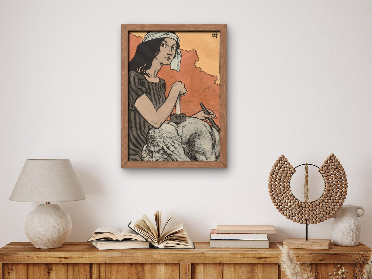 Sculptress by Eugene Grasset, 1897, Art Nouveau and Belle Époque, fine art print