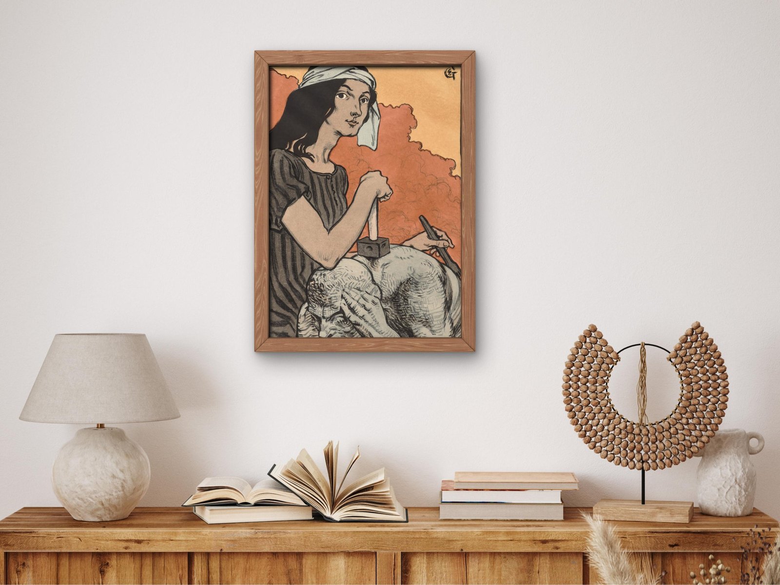 Sculptress by Eugene Grasset, 1897, Art Nouveau and Belle Époque, fine art print