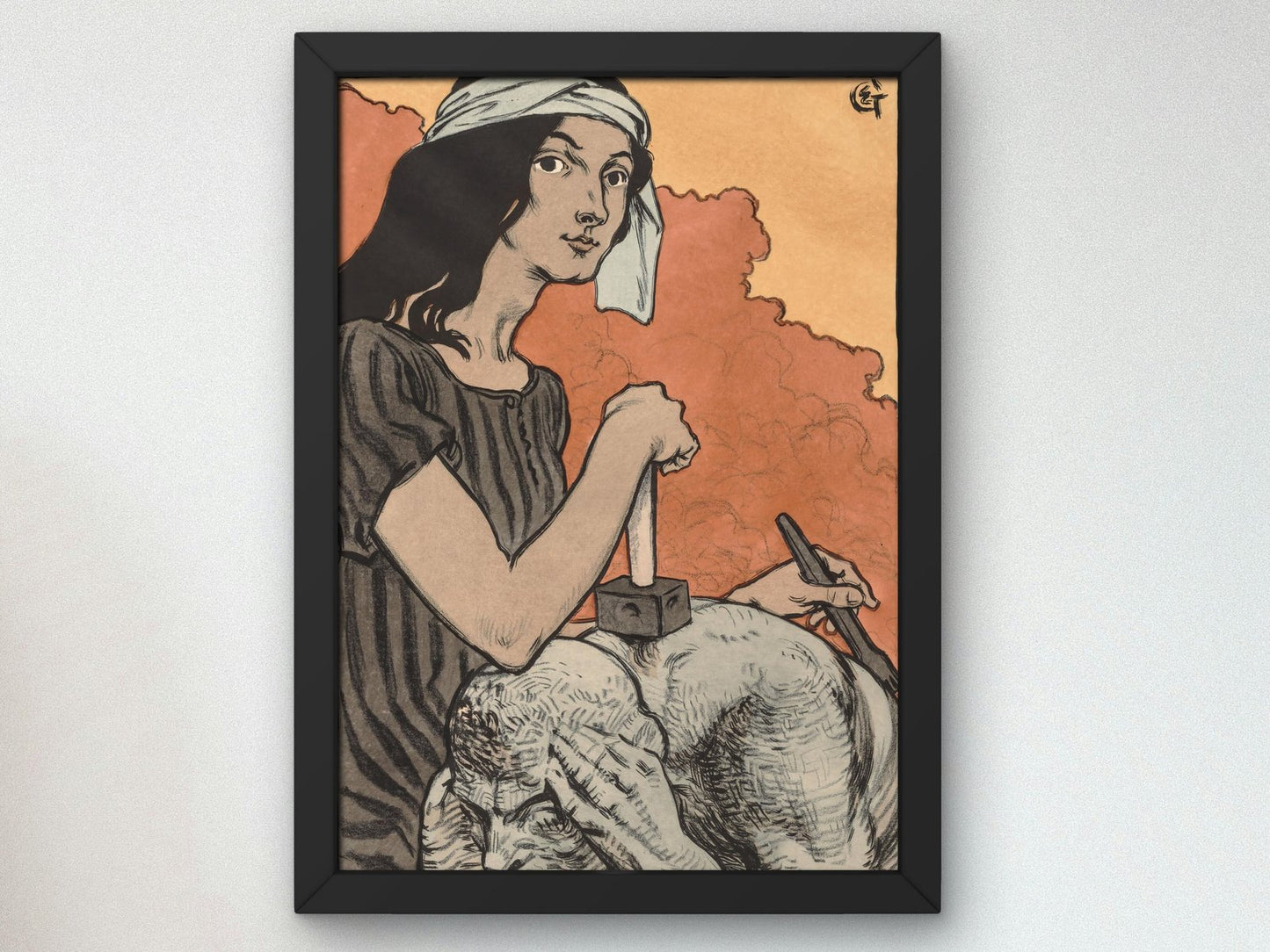 Sculptress by Eugene Grasset, 1897, Art Nouveau and Belle Époque, fine art print