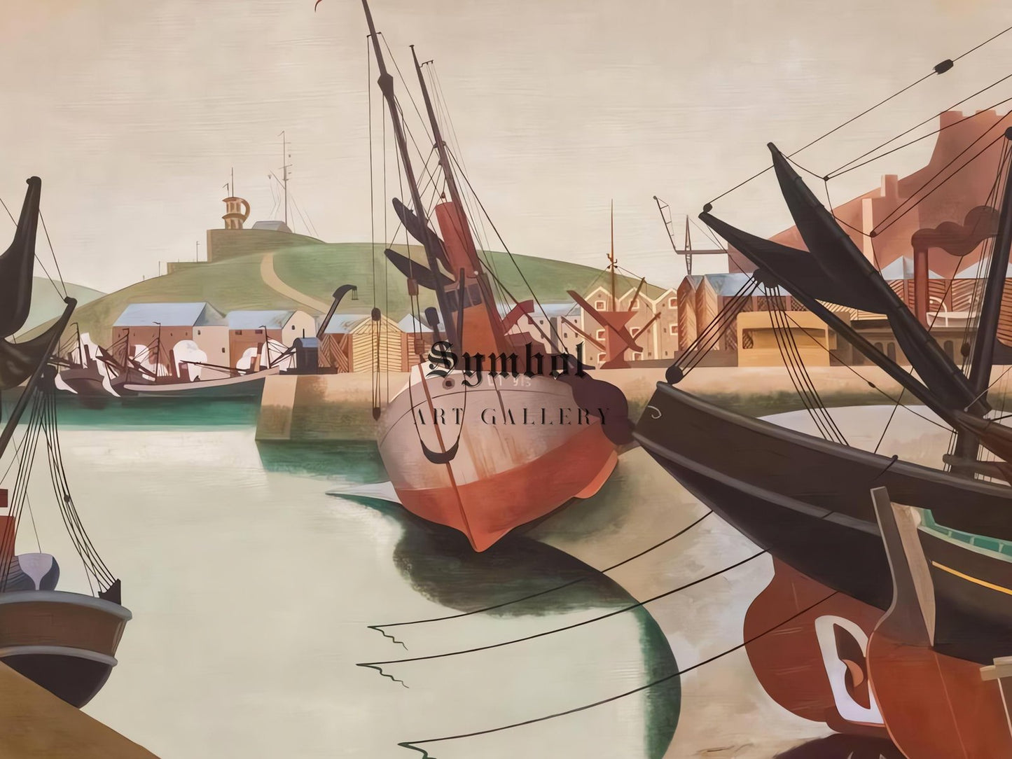 Seaport by Edward Wadsworth, 1923, Art Deco and American Modernism, fine art print