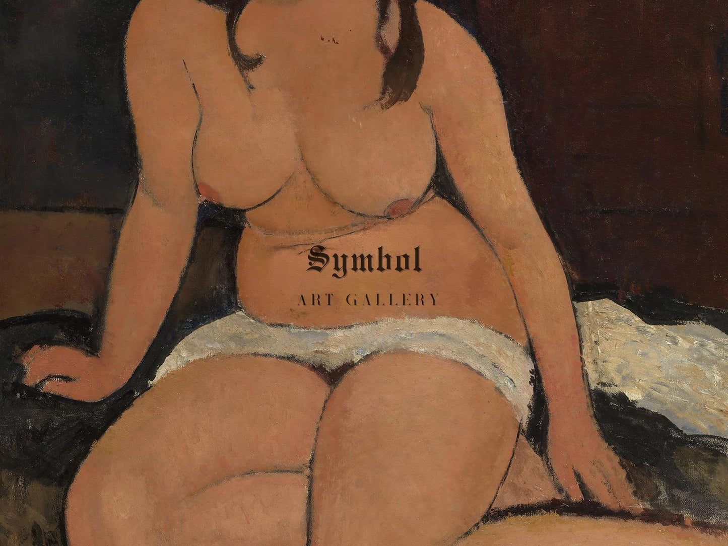 Seated Nude by Amedeo Modigliani, 1917, Expressionism, fine art print