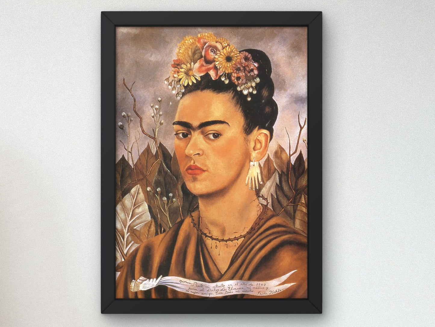 Self Portrait Dedicated to Dr. Eloesser by Frida Kahlo, 1940, Surrealism and Modern Art, fine art print