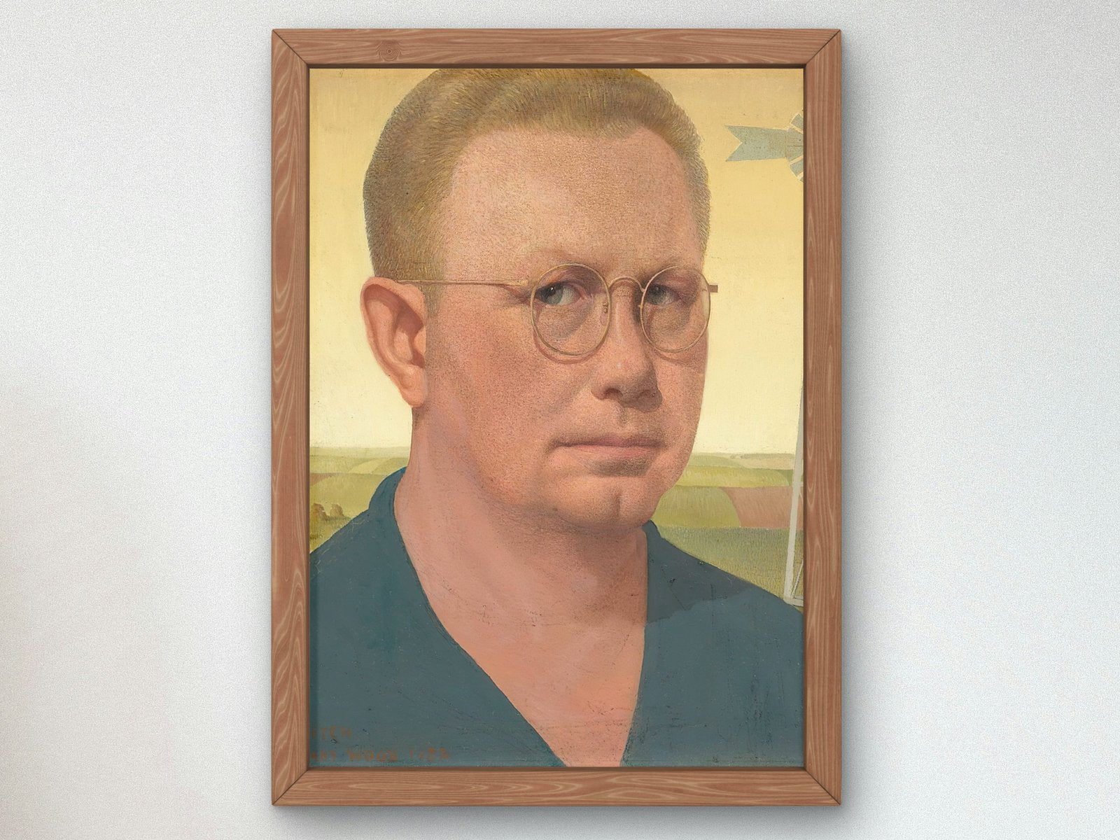 Self-portrait by Grant Wood, 1932, Art Deco and American Modernism, fine art print