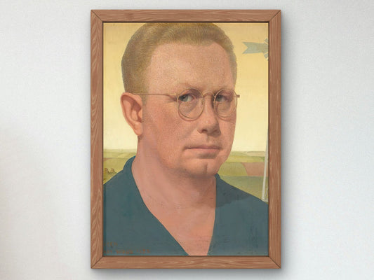 Self-portrait by Grant Wood, 1932, Art Deco and American Modernism, fine art print