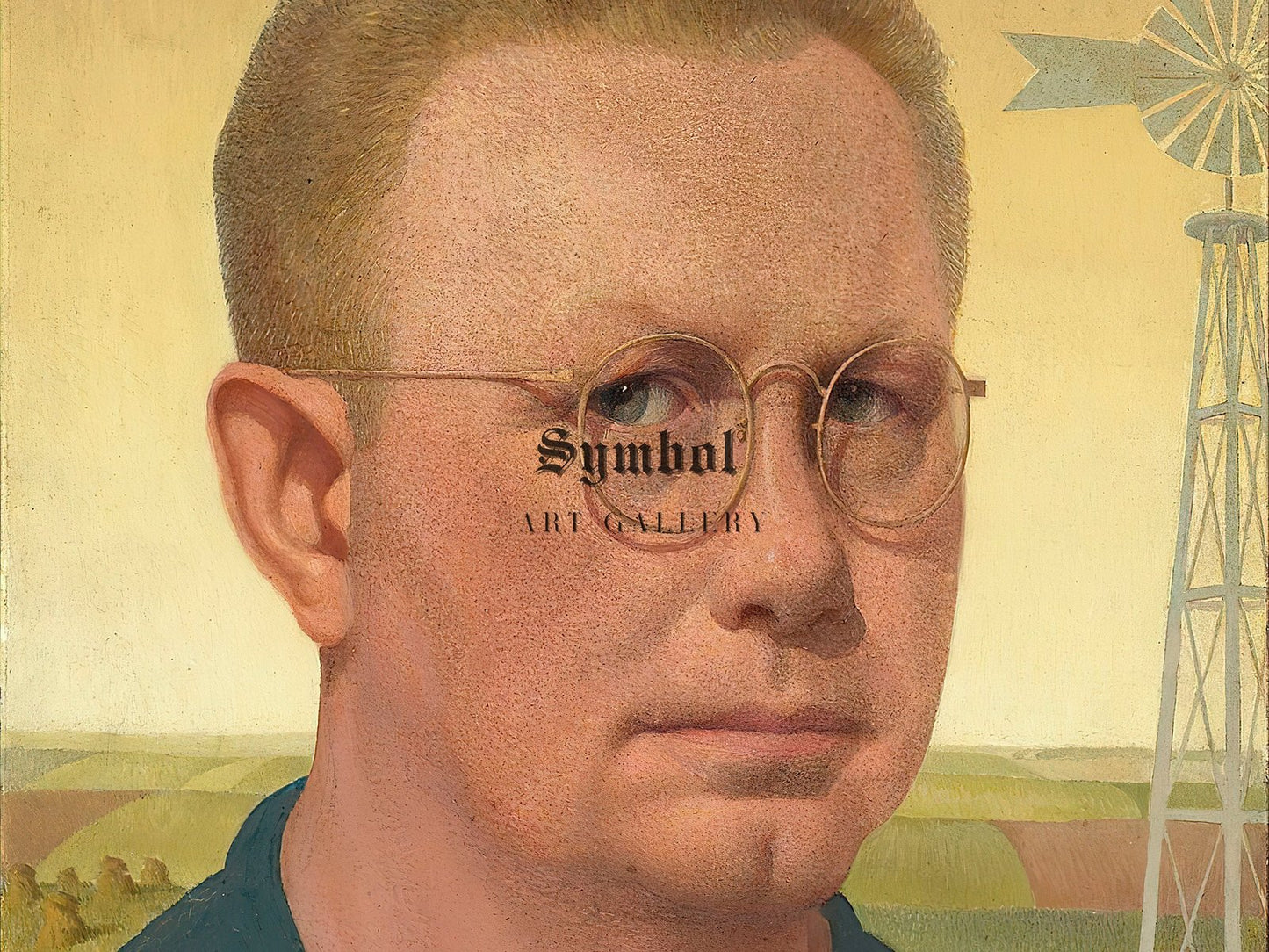 Self-portrait by Grant Wood, 1932, Art Deco and American Modernism, fine art print