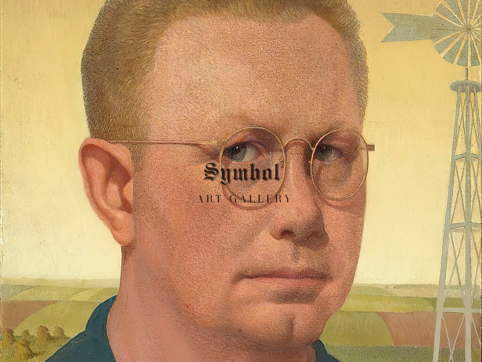 Self-portrait by Grant Wood, 1932, Art Deco and American Modernism, fine art print