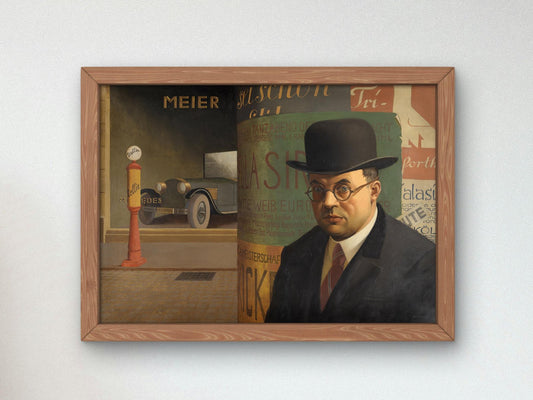 Self Portrait in Front of the Advertising Column by Georg Scholz, 1926, Art Deco and American Modernism, fine art print