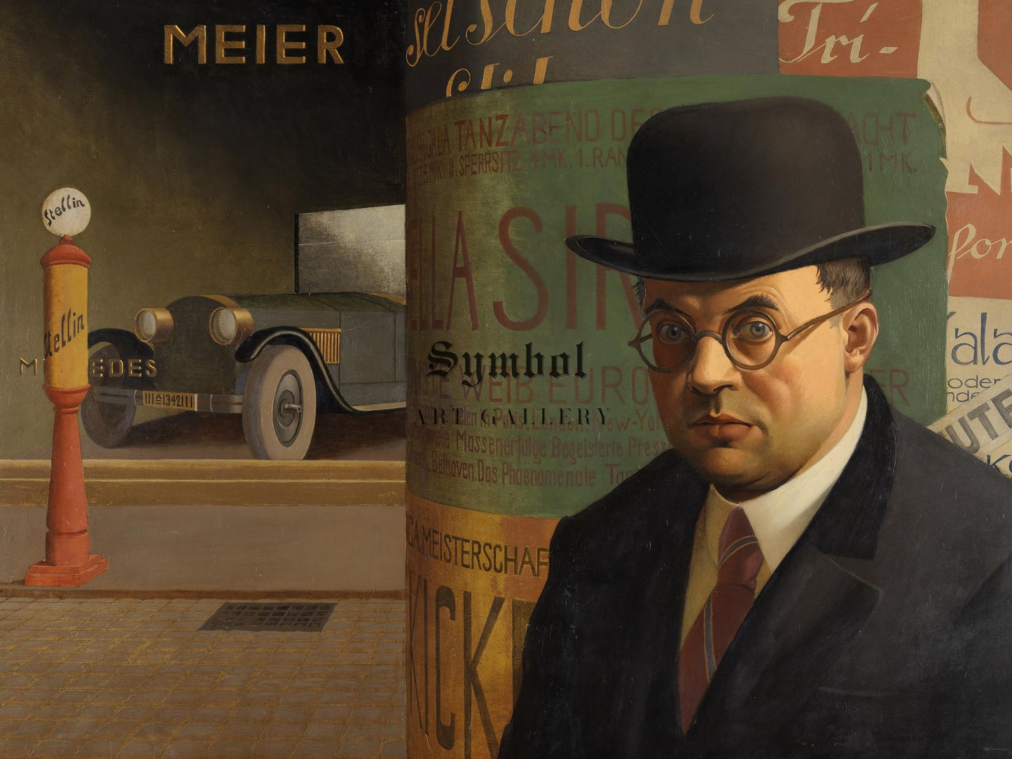 Self Portrait in Front of the Advertising Column by Georg Scholz, 1926, Art Deco and American Modernism, fine art print