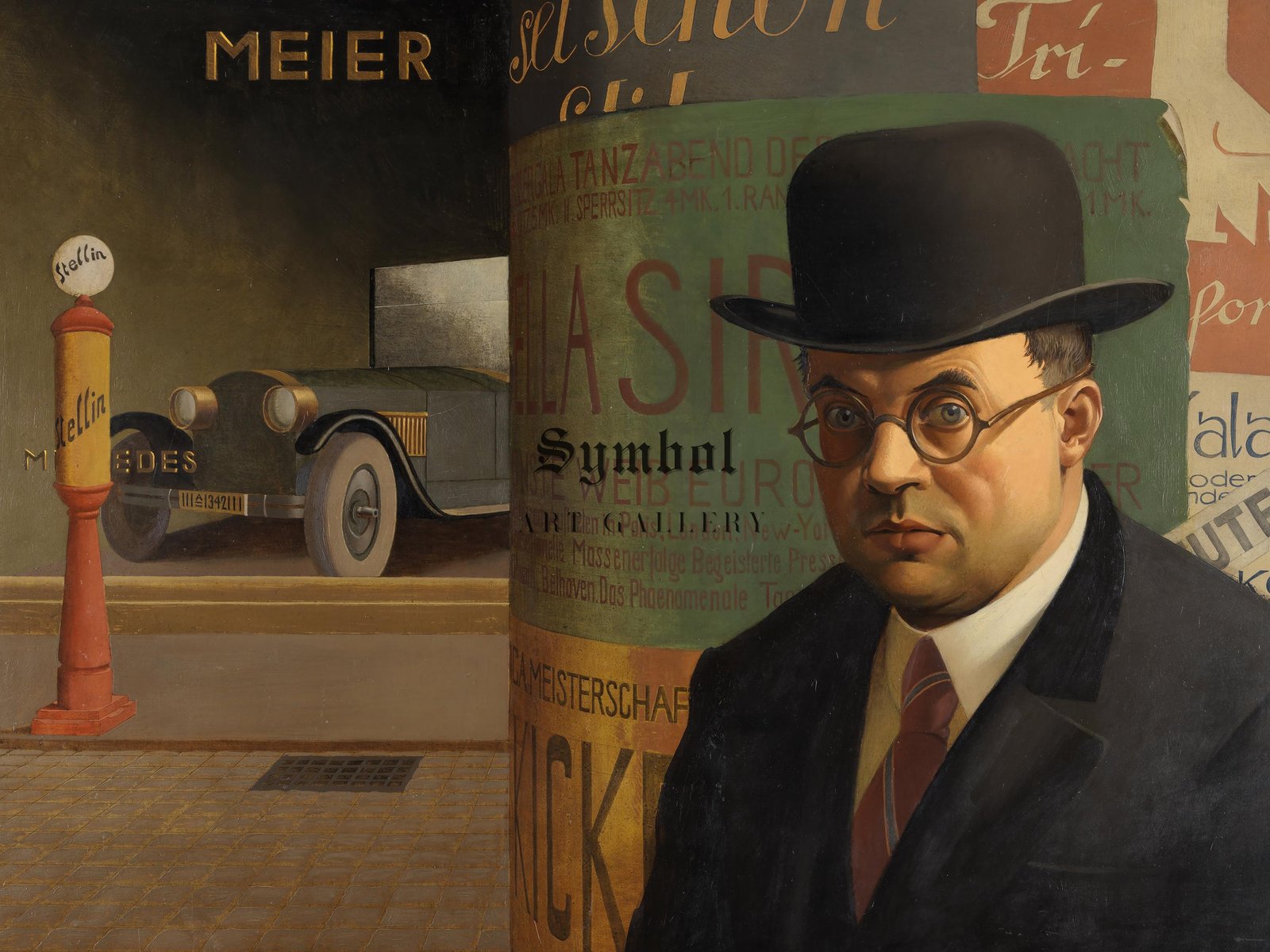 Self Portrait in Front of the Advertising Column by Georg Scholz, 1926, Art Deco and American Modernism, fine art print
