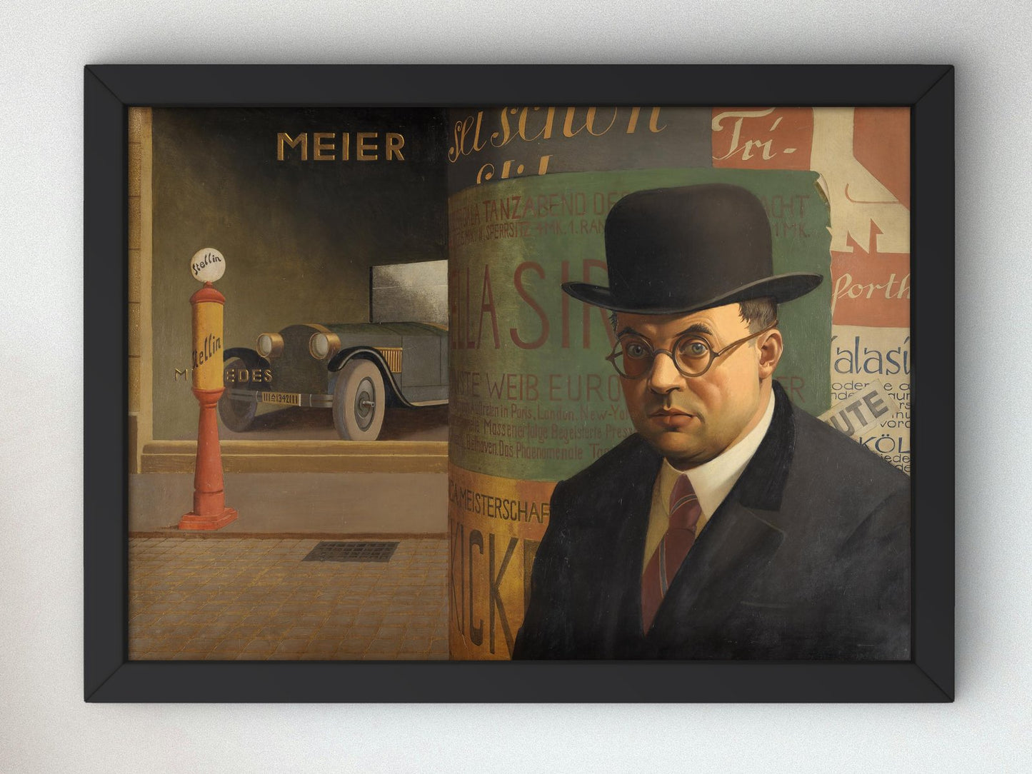 Self Portrait in Front of the Advertising Column by Georg Scholz, 1926, Art Deco and American Modernism, fine art print