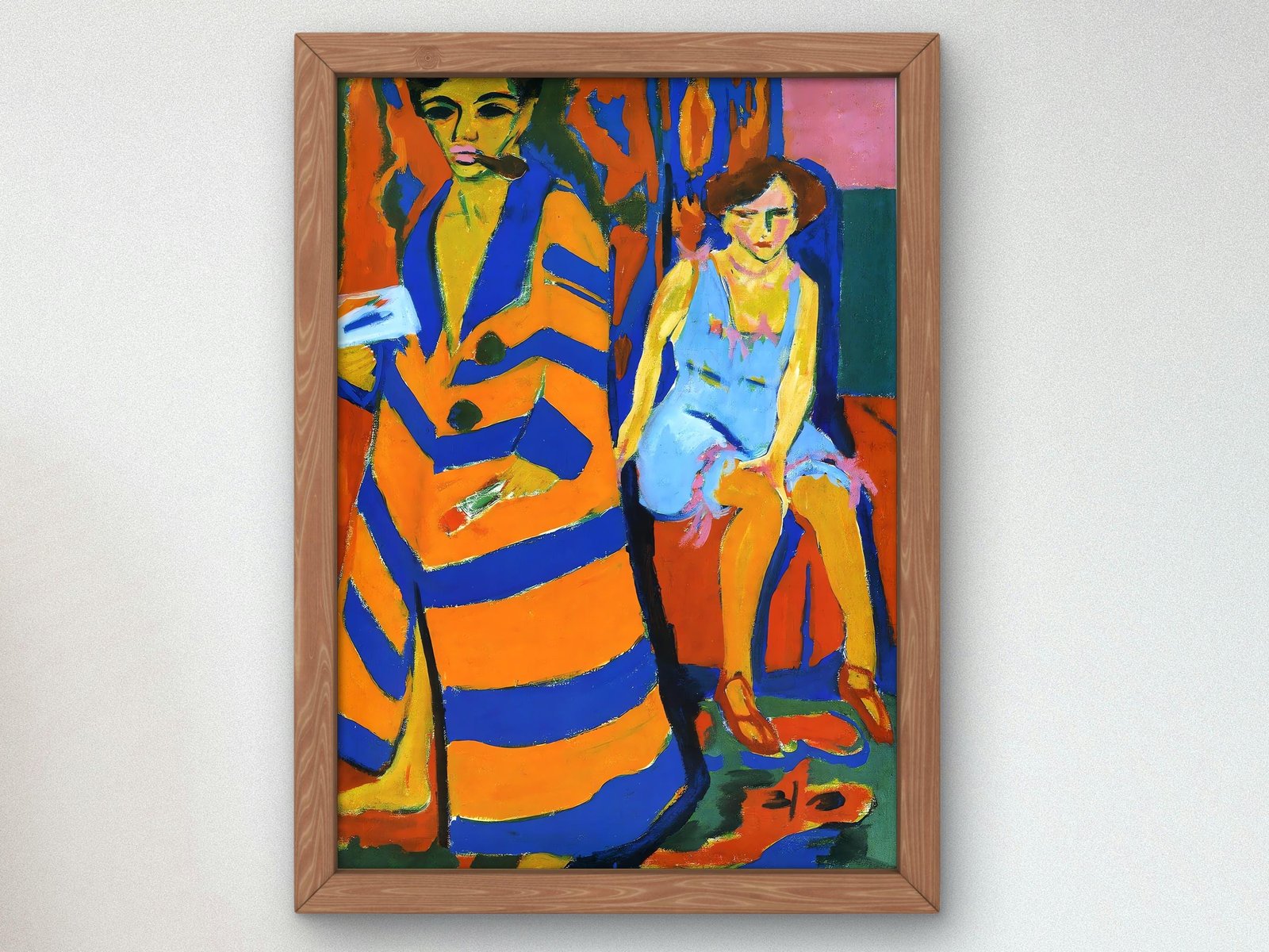Self-Portrait with a Model by Ernst Ludwig Kirchner, 1910, Expressionism and Fauvism, fine art print