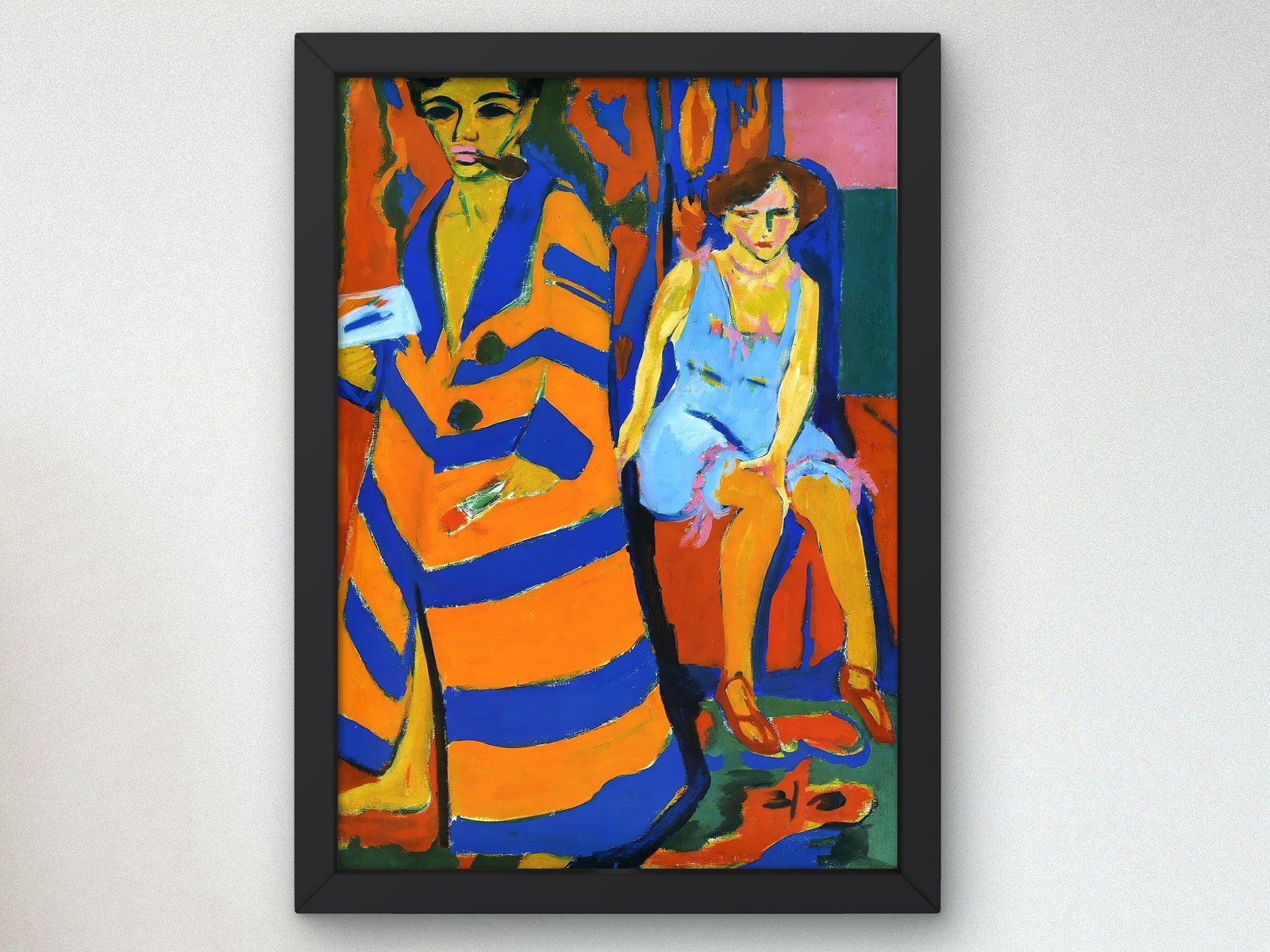 Self-Portrait with a Model by Ernst Ludwig Kirchner, 1910, Expressionism and Fauvism, fine art print