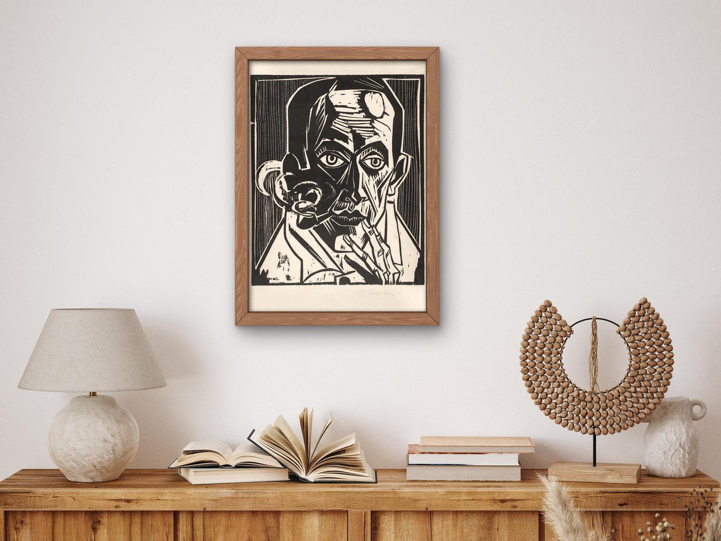 Self-Portrait with Pipe by Max Pechstein, 1921, Expressionism and Fauvism, fine art print