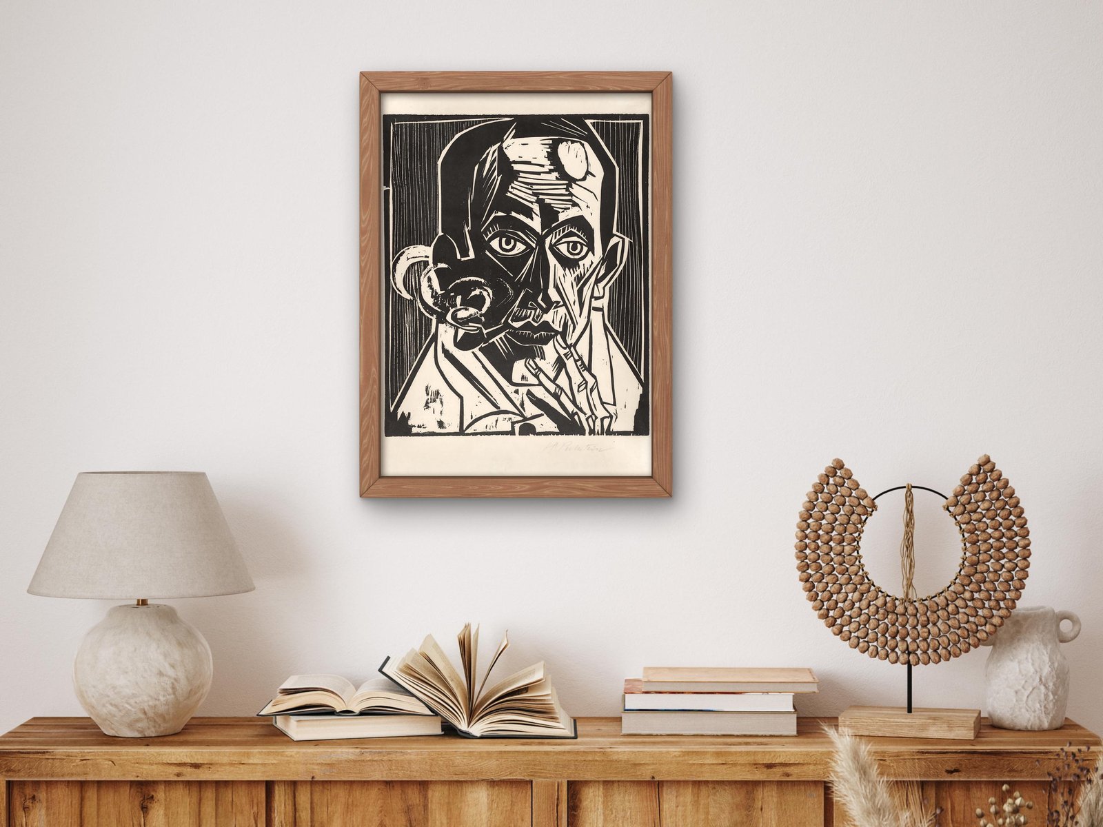 Self-Portrait with Pipe by Max Pechstein, 1921, Expressionism and Fauvism, fine art print