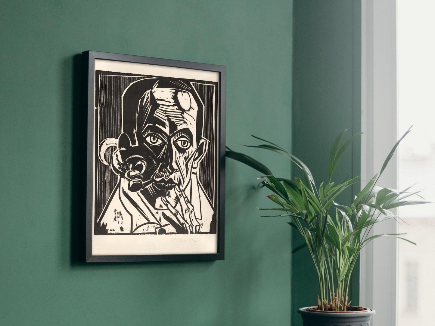 Self-Portrait with Pipe by Max Pechstein, 1921, Expressionism and Fauvism, fine art print