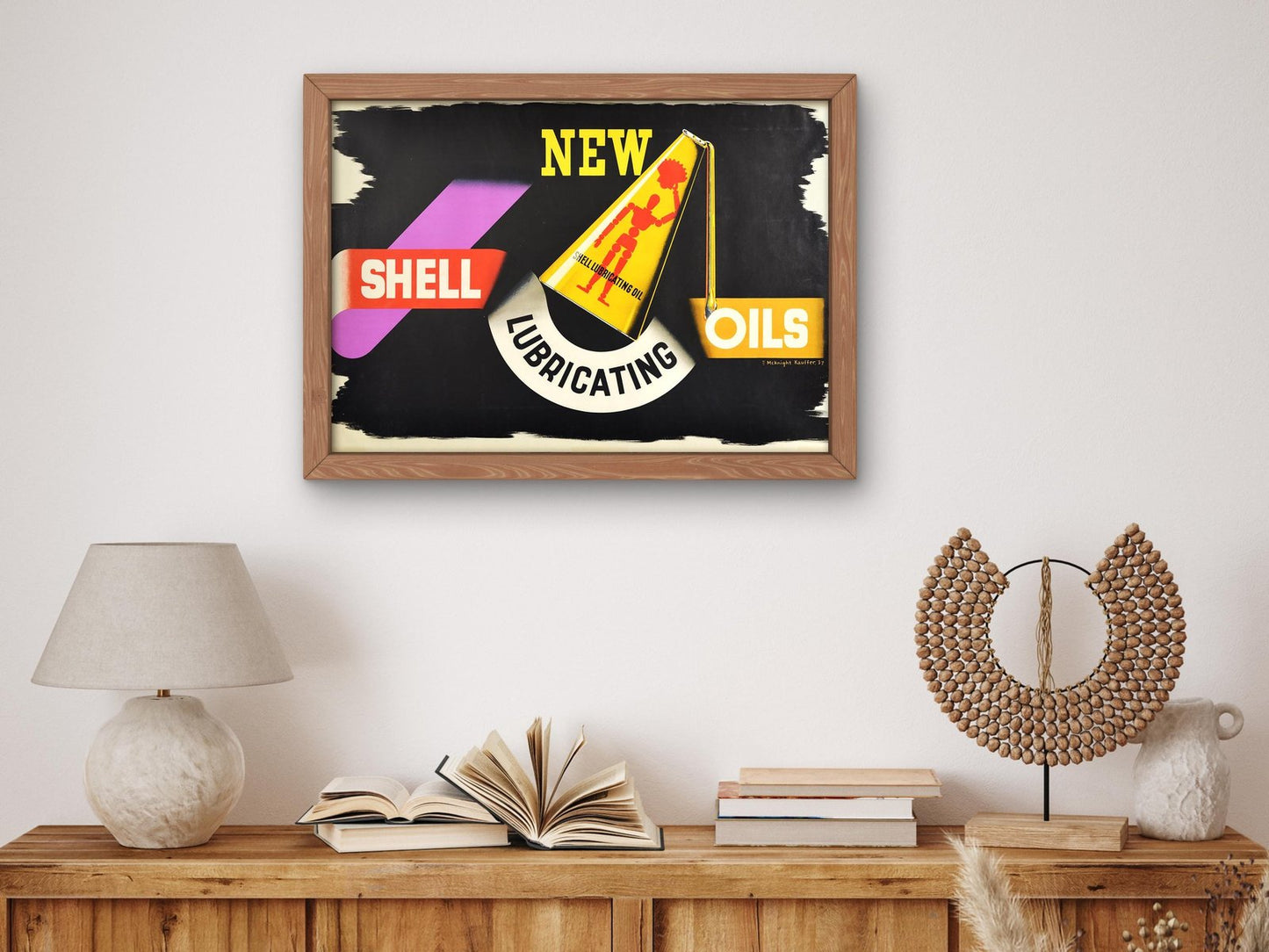 Shell Oil advertising poster by Edward McKnight Kauffer, 1957, Vintage Ads and Posters movement, fine art print