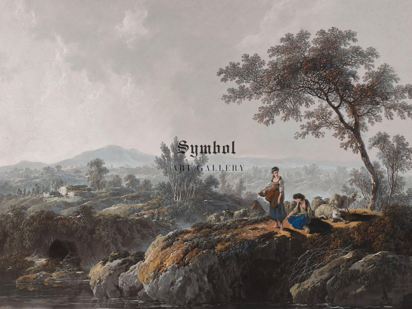 Shepherds in a Landscape by Jean Baptiste Pillement, 1779, Rococo and Neoclassicism, fine art print