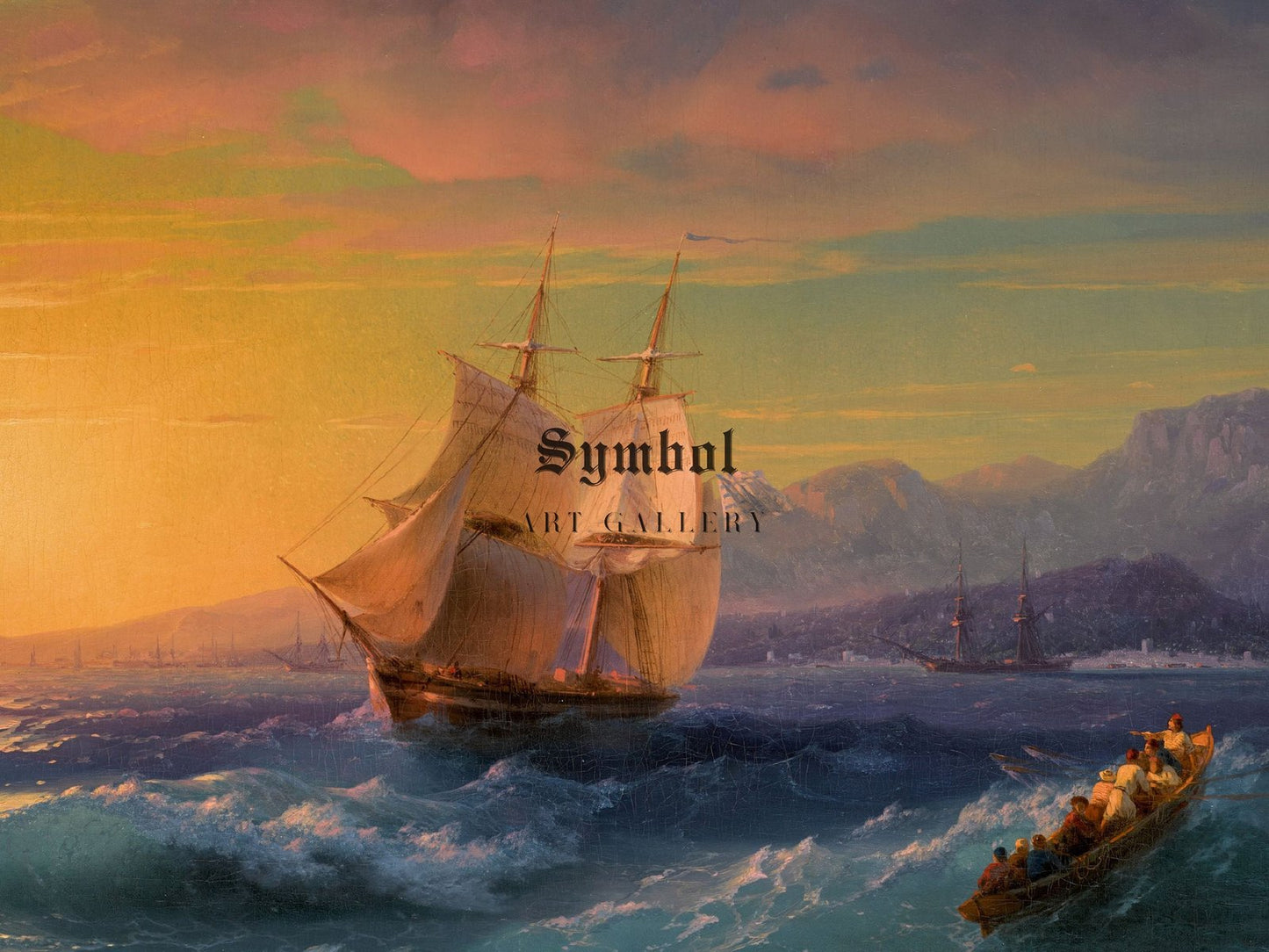 Ship at Sunset off Cap Martin by Ivan Aivazovsky, 1859, Romanticism and Classical Landscapes, fine art print