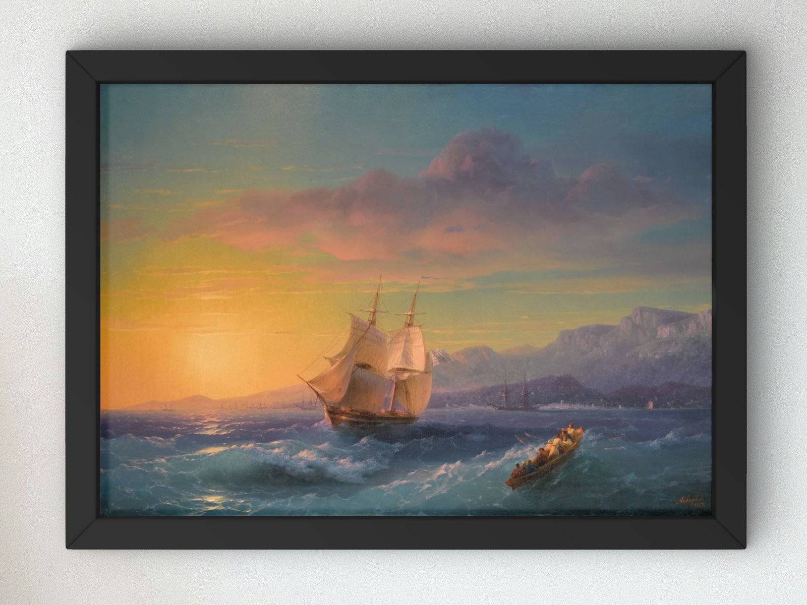Ship at Sunset off Cap Martin by Ivan Aivazovsky, 1859, Romanticism and Classical Landscapes, fine art print