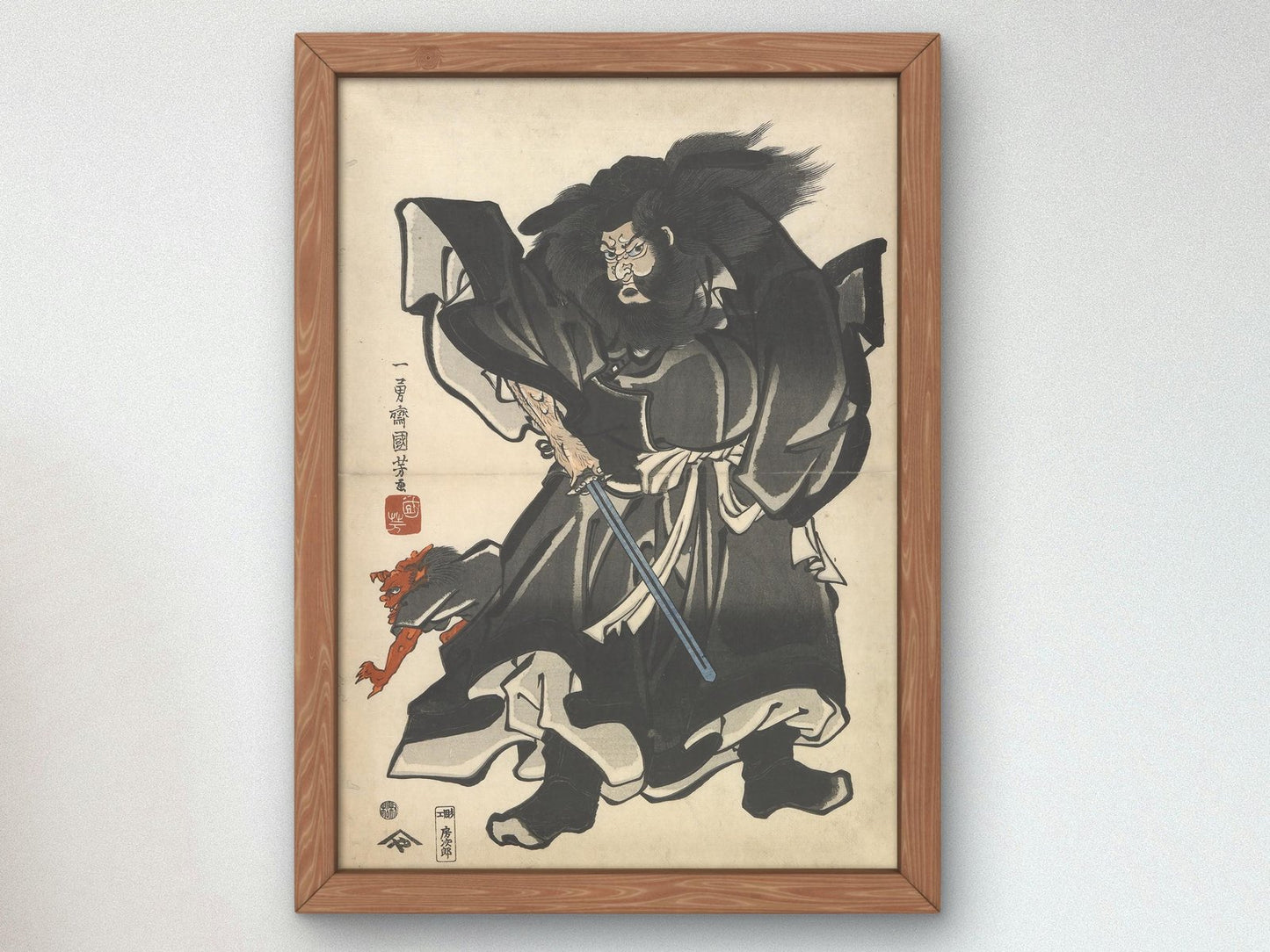 Shoki and Demon by Utagawa Kuniyoshi, 1845, Japanese Woodblock Prints, fine art print