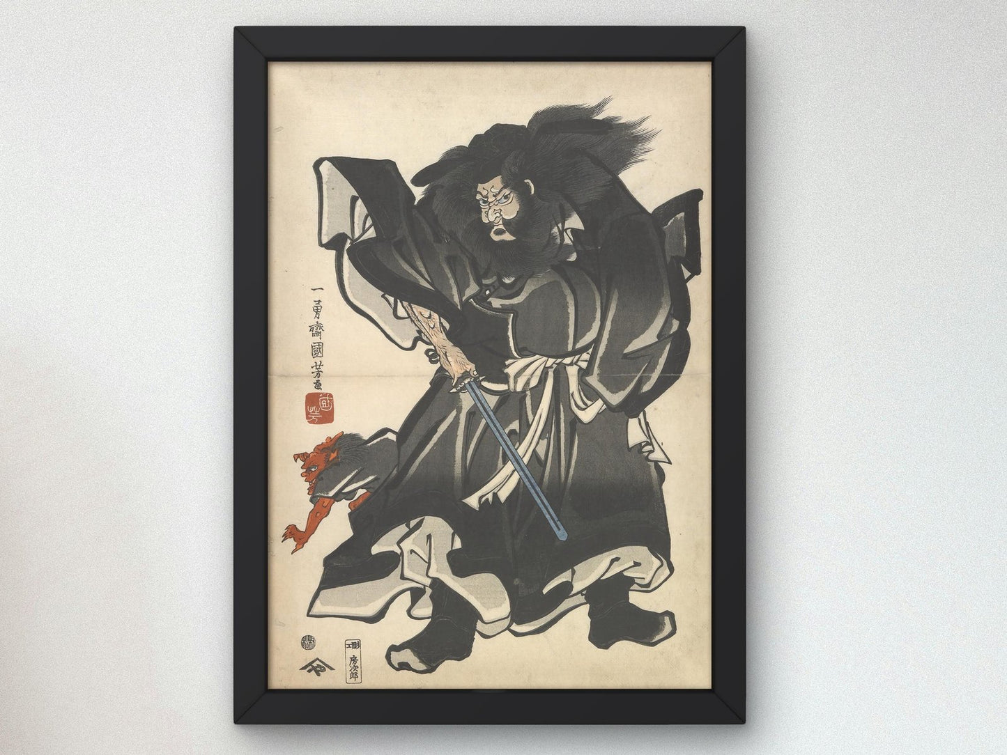 Shoki and Demon by Utagawa Kuniyoshi, 1845, Japanese Woodblock Prints, fine art print