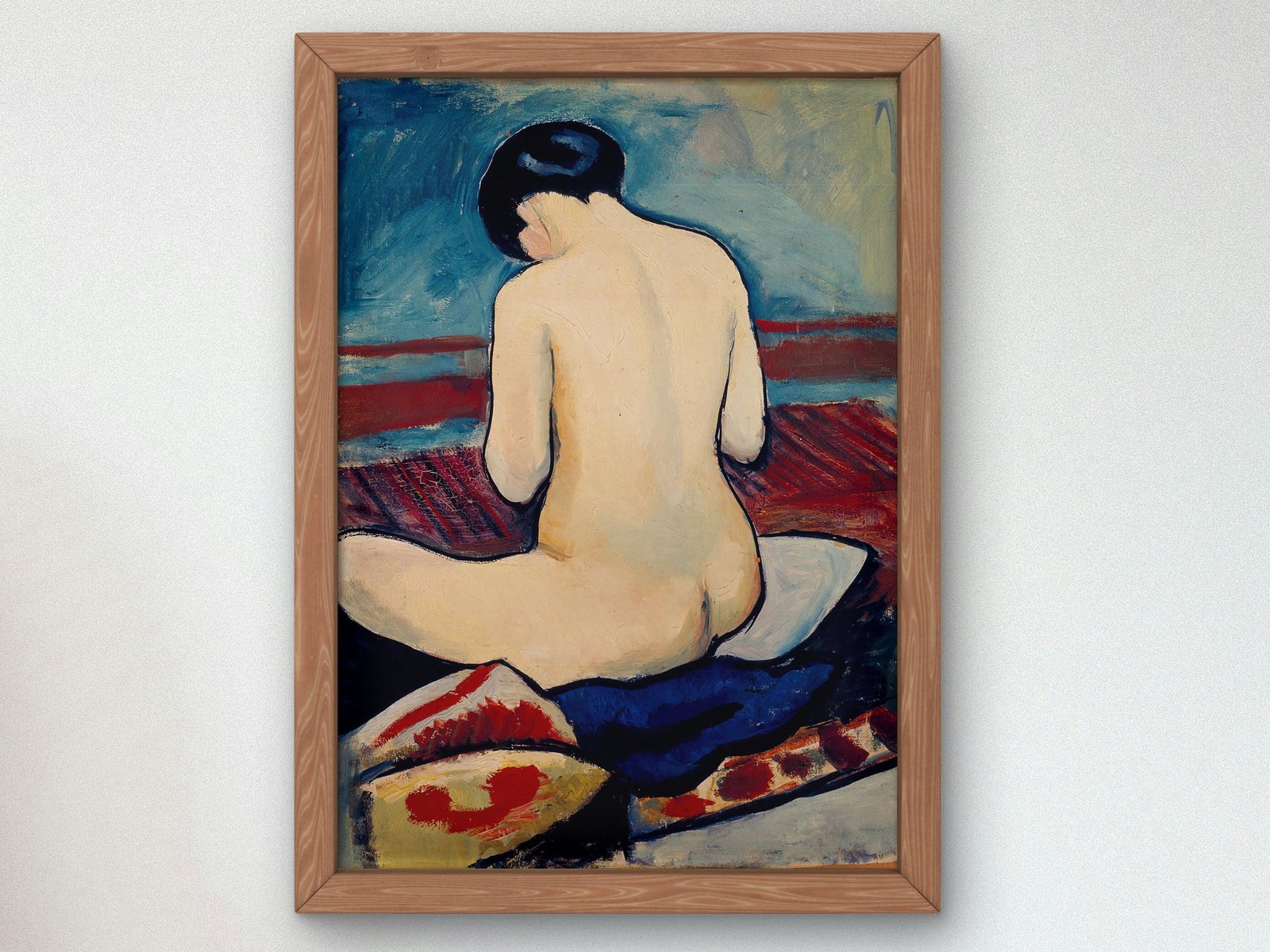 Sitting Nude with Pillow by August Macke, 1911, Expressionism and Fauvism, fine art print