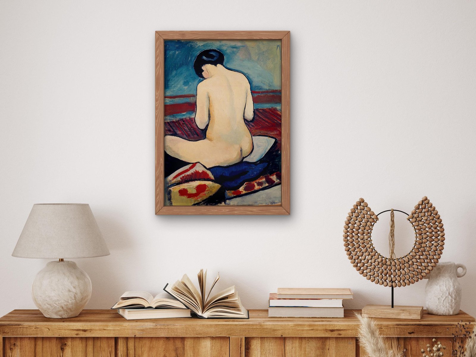 Sitting Nude with Pillow by August Macke, 1911, Expressionism and Fauvism, fine art print