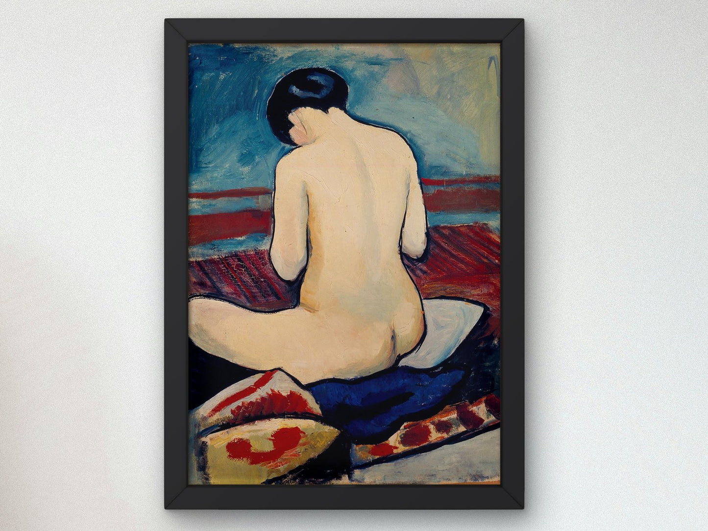 Sitting Nude with Pillow by August Macke, 1911, Expressionism and Fauvism, fine art print