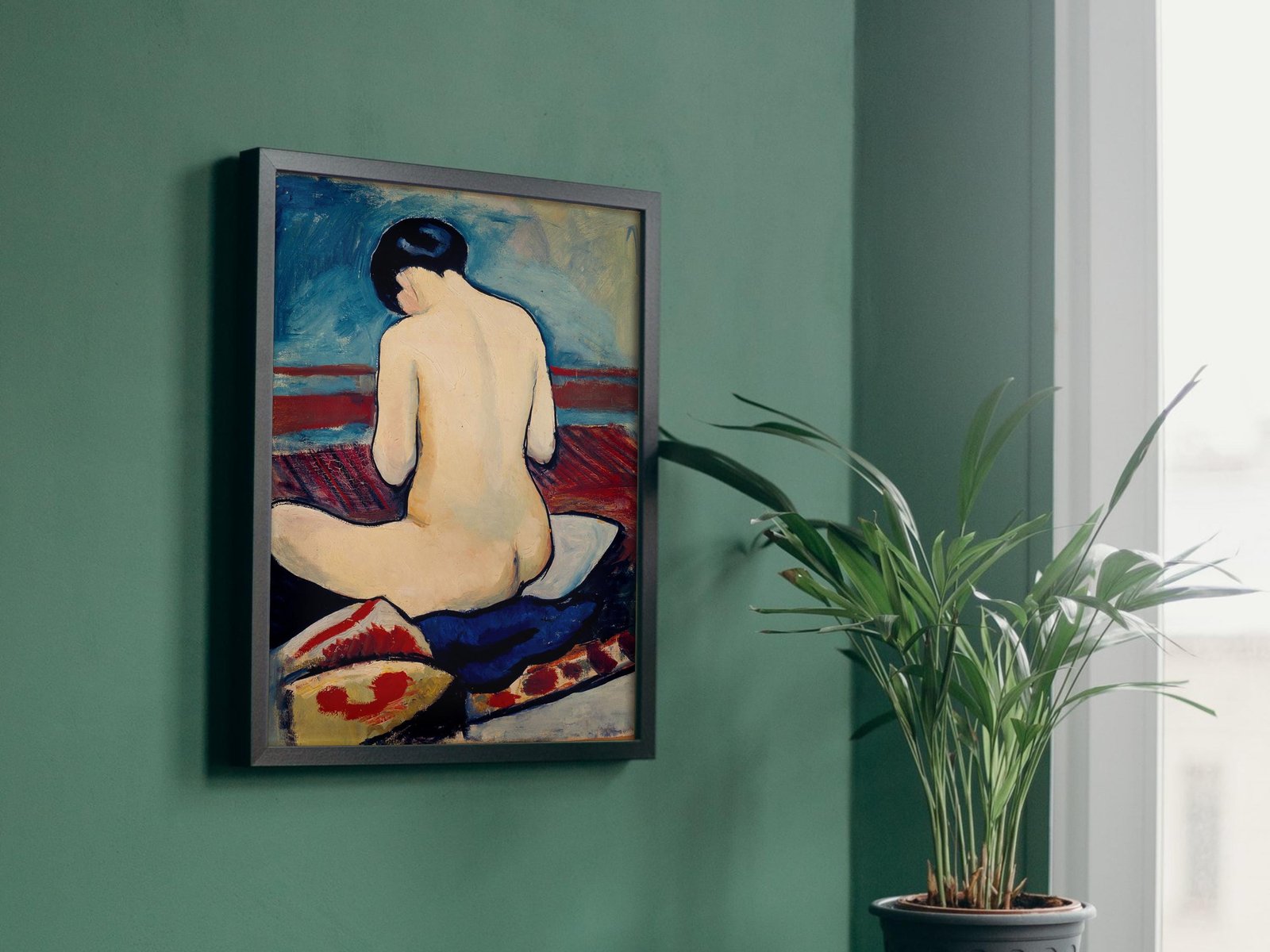 Sitting Nude with Pillow by August Macke, 1911, Expressionism and Fauvism, fine art print