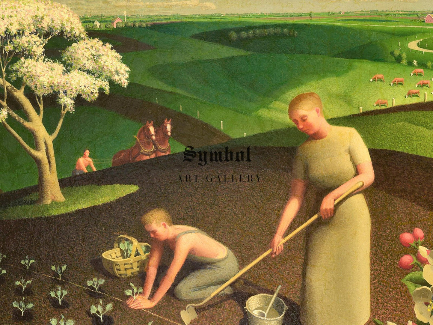 Spring in the Country by Grant Wood, 1941, Art Deco and American Modernism, fine art print