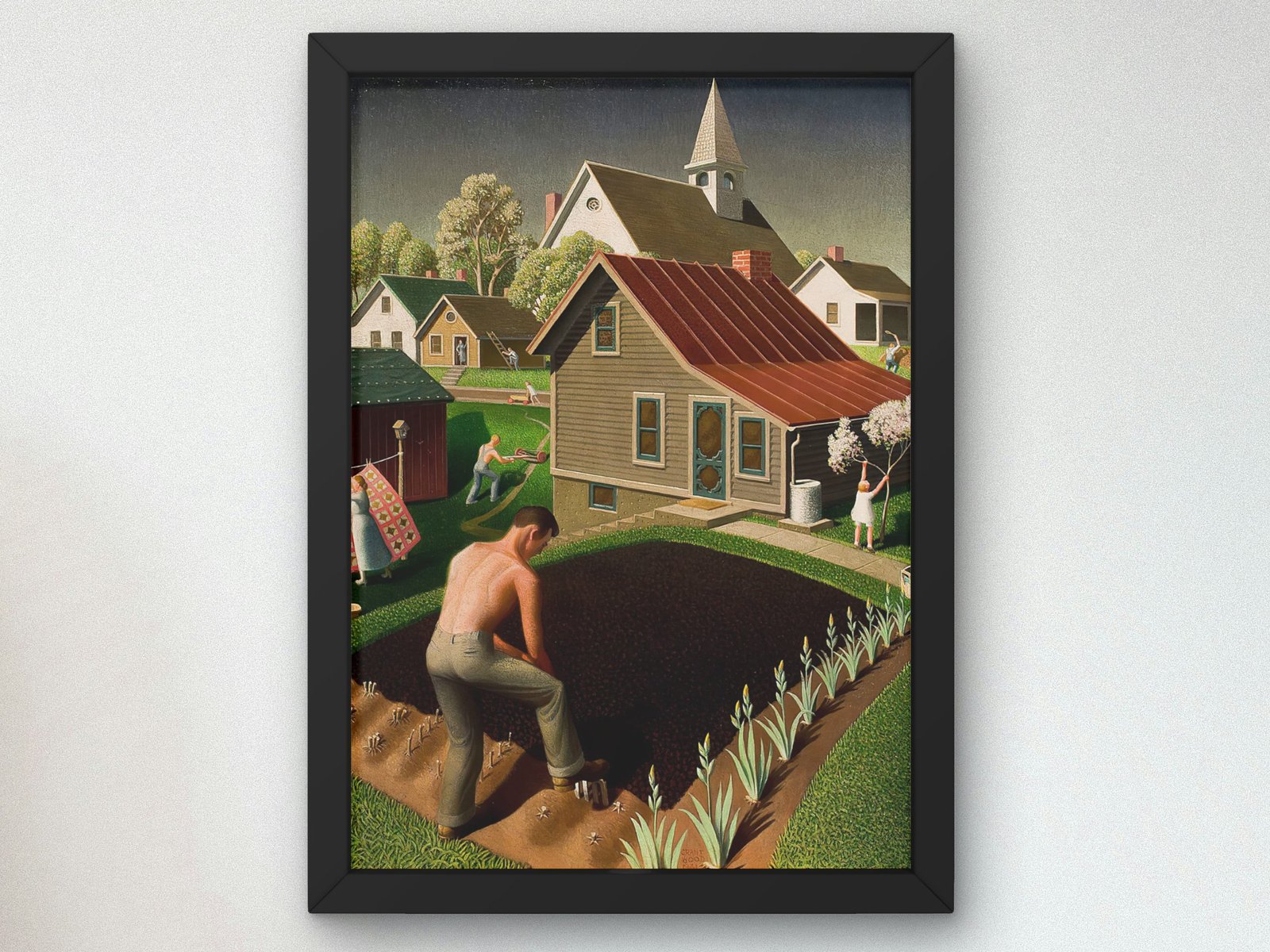 Spring in Town by Grant Wood, 1941, Art Deco and American Modernism, fine art print
