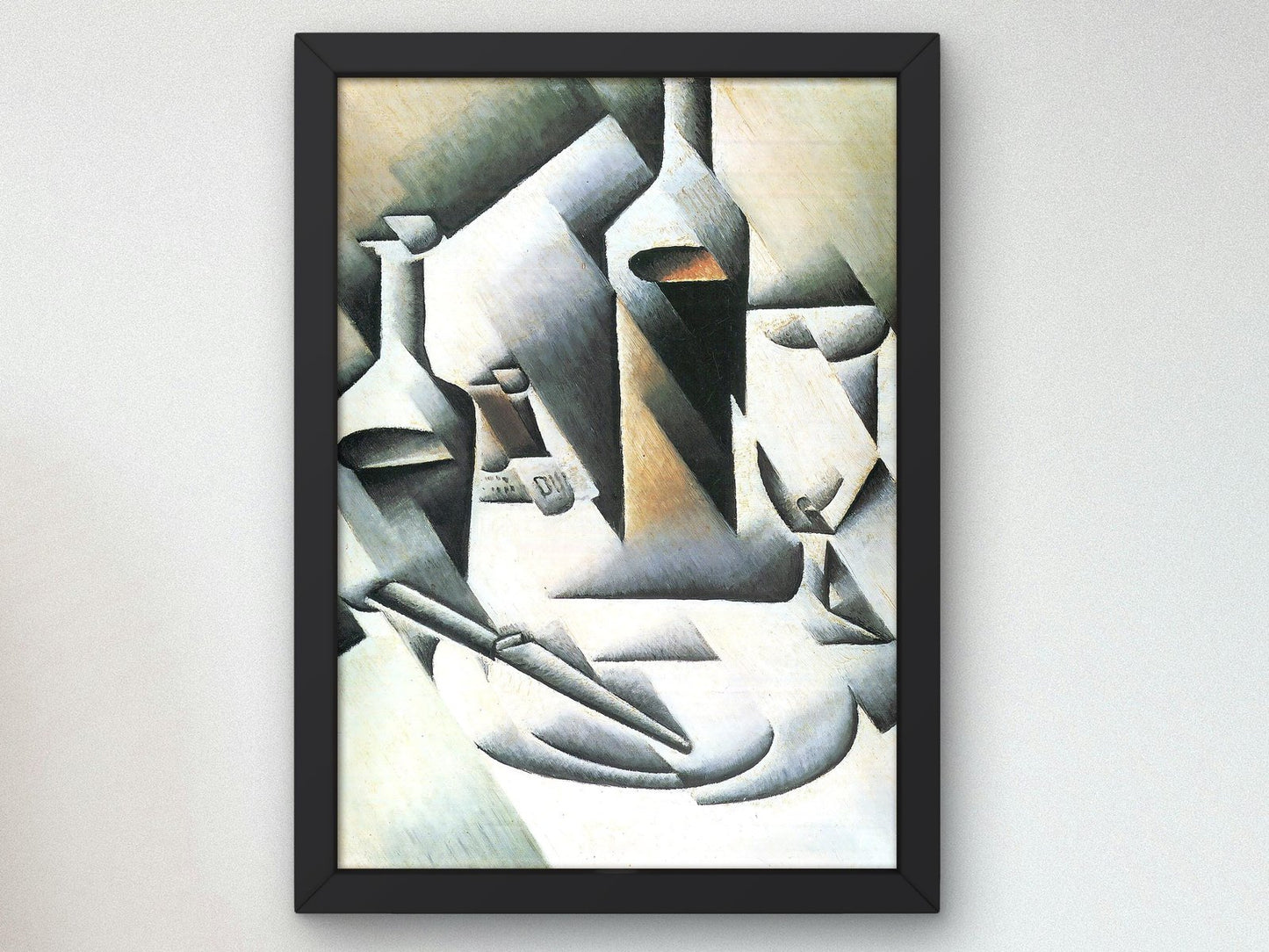 Still Life with Bottles and Knife by Juan Gris, 1914, Cubism and Abstract Art, fine art print