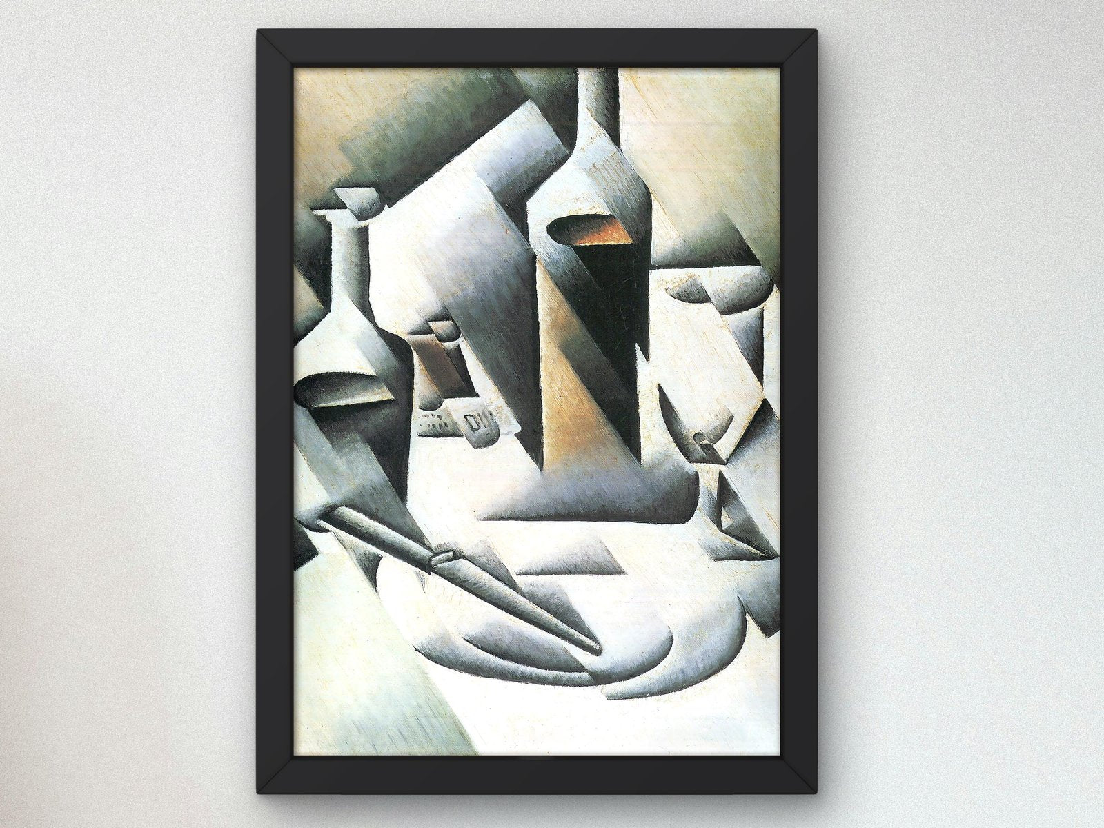Still Life with Bottles and Knife by Juan Gris, 1914, Cubism and Abstract Art, fine art print