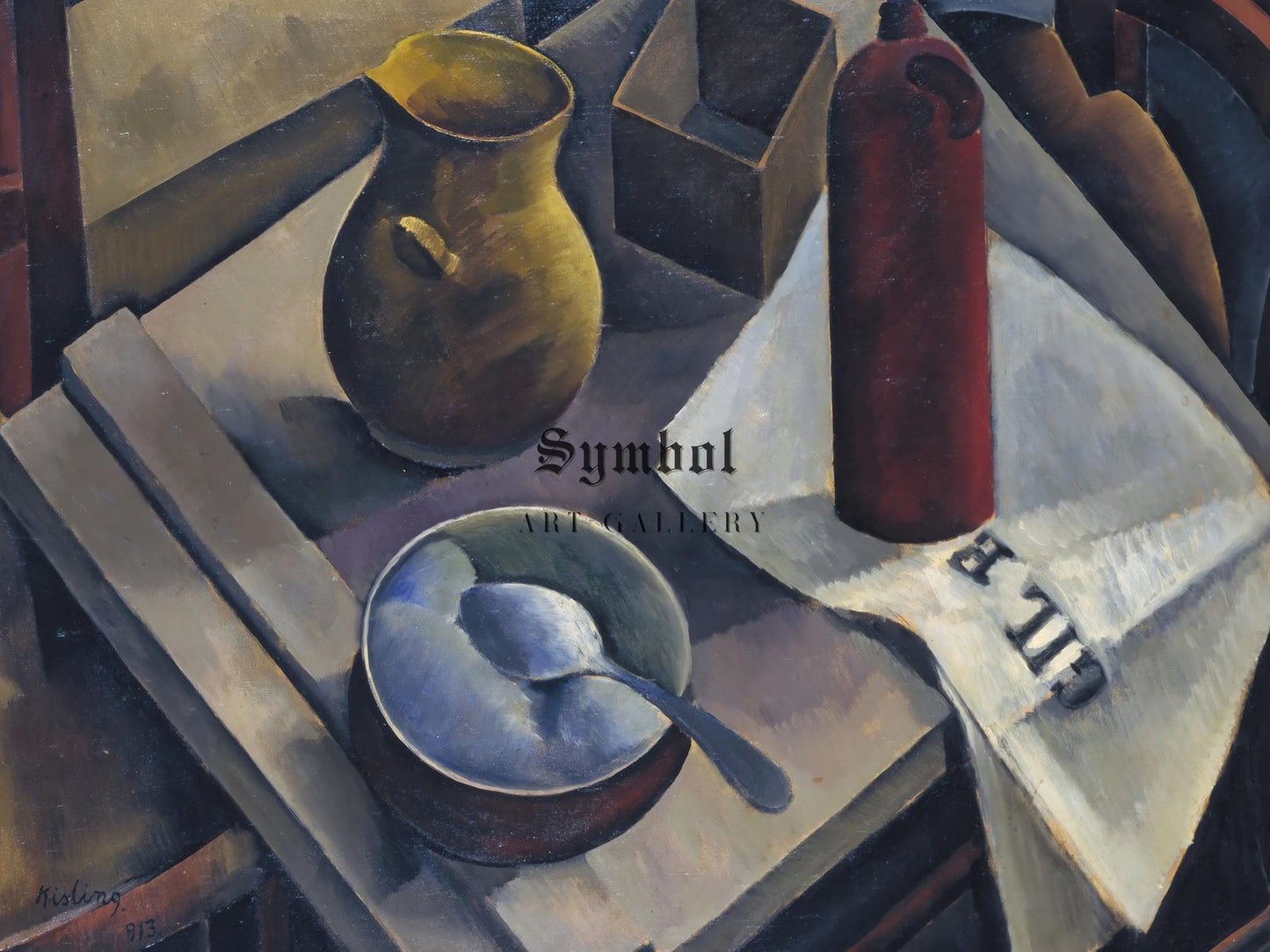 Still Life with Newspaper by Moïse Kisling, 1913, Cubism and Abstract Art, fine art print