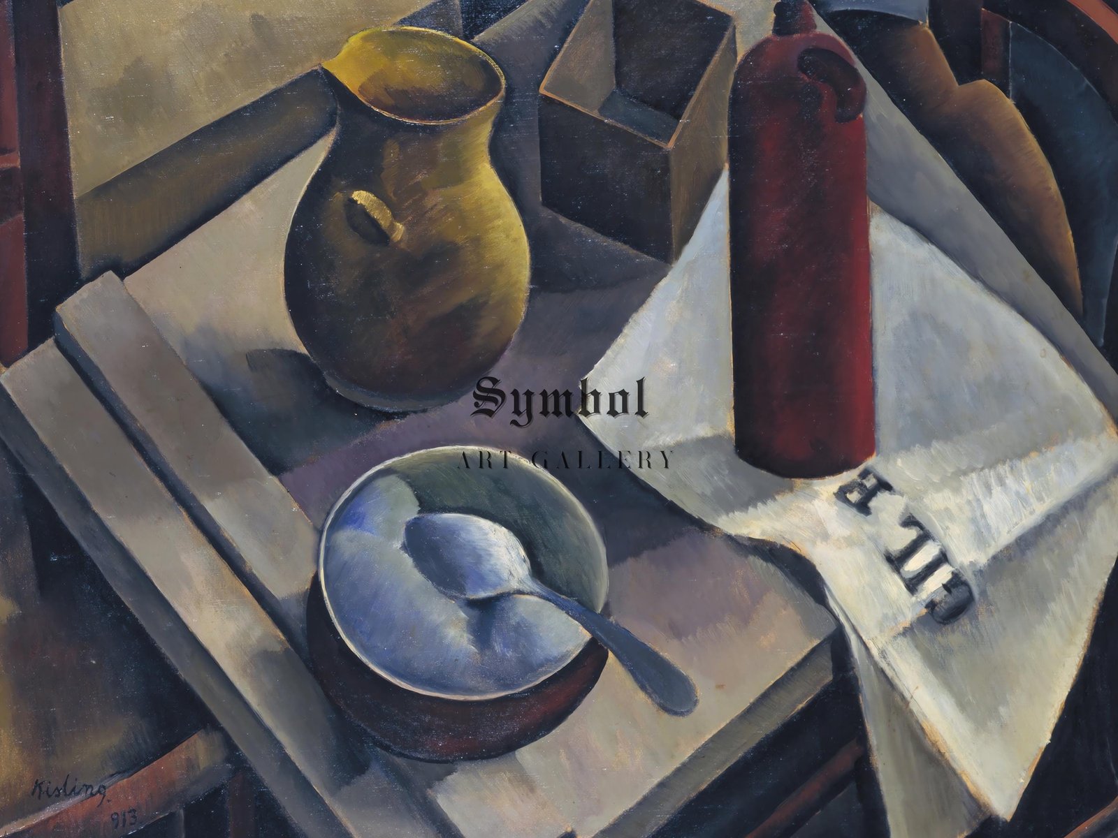 Still Life with Newspaper by Moïse Kisling, 1913, Cubism and Abstract Art, fine art print
