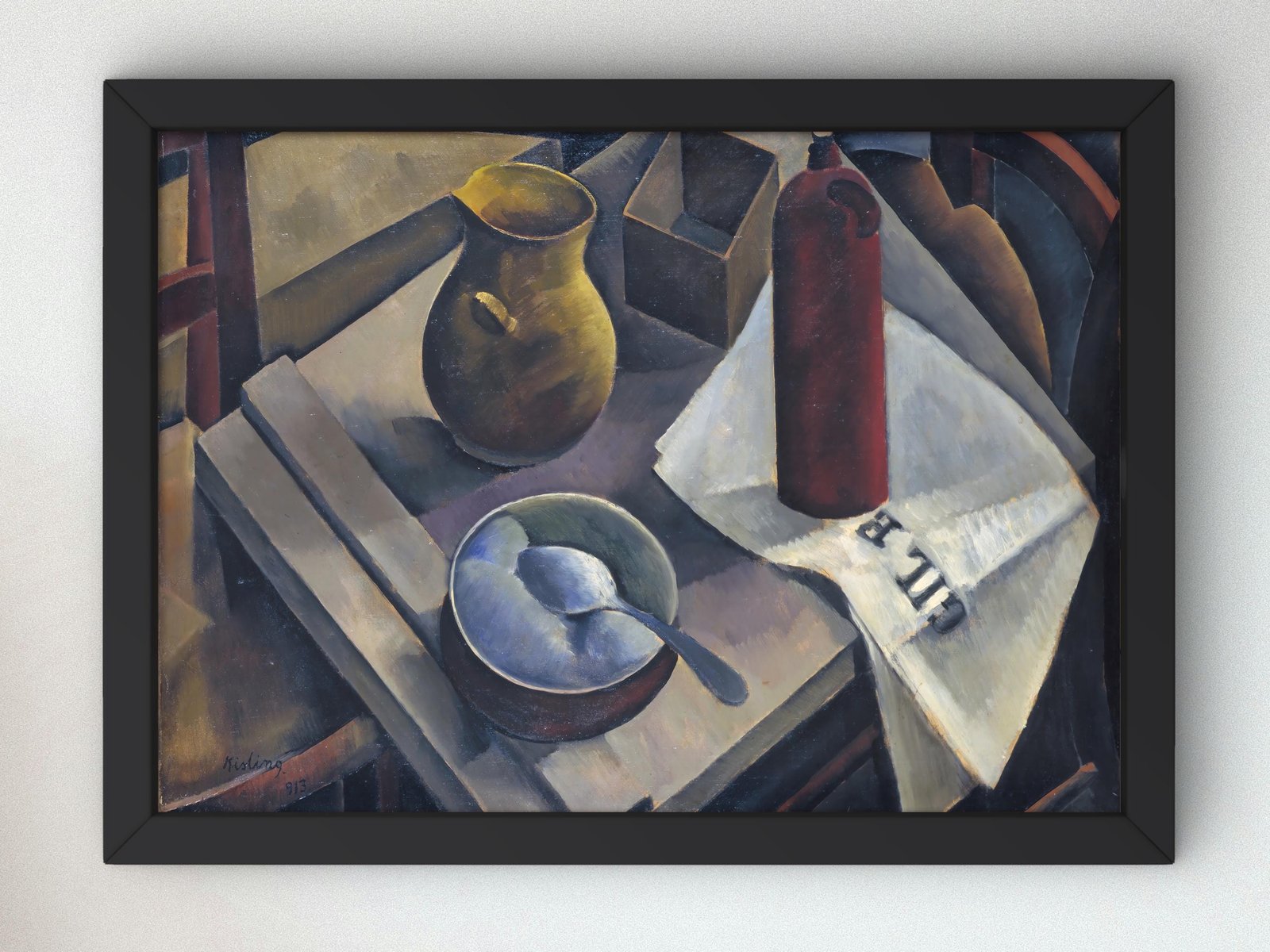Still Life with Newspaper by Moïse Kisling, 1913, Cubism and Abstract Art, fine art print